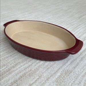 Like New PAMPERED CHEF Family Tradition Stoneware Oval Baker Casserole Cranberry